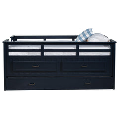 Carlsbad Navy Blue Wood Twin Captains Bed With Trundle - Ornate Home