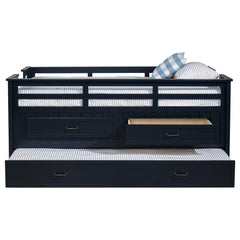 Carlsbad Navy Blue Wood Twin Captains Bed With Trundle - Ornate Home