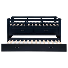 Carlsbad Navy Blue Wood Twin Captains Bed With Trundle - Ornate Home