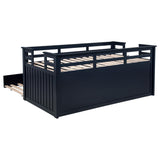 Carlsbad Navy Blue Wood Twin Captains Bed With Trundle - Ornate Home