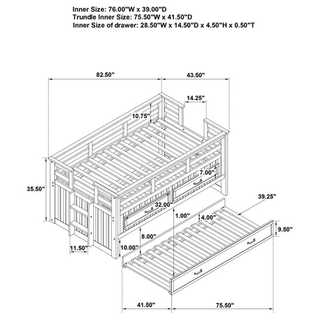 Carlsbad Navy Blue Wood Twin Captains Bed With Trundle - Ornate Home