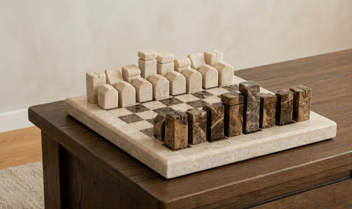 Carlson Brown Marble Chess Set - Ornate Home