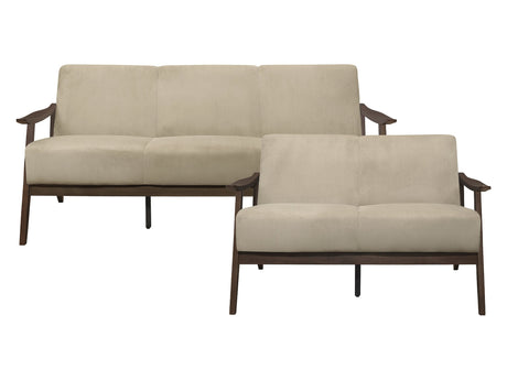 Carlson Dark Walnut / Light Brown Sofa & Loveseat - Ornate Home