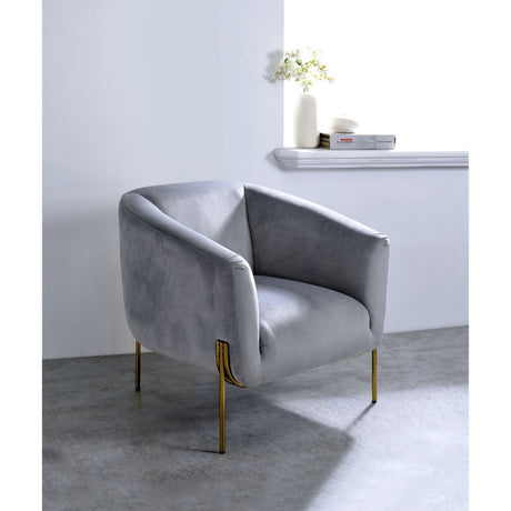 Carlson Gray Velvet & Gold Accent Chair - Ornate Home