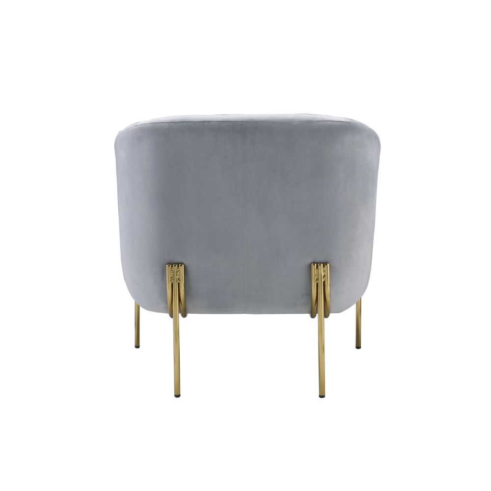 Carlson Gray Velvet & Gold Accent Chair - Ornate Home