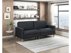 Carlton Black Faux Leather Futon Sofa - Ornate Home