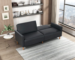 Carlton Black Faux Leather Futon Sofa - Ornate Home