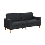 Carlton Black Faux Leather Futon Sofa - Ornate Home
