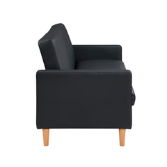 Carlton Black Faux Leather Futon Sofa - Ornate Home