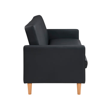 Carlton Black Faux Leather Futon Sofa - Ornate Home