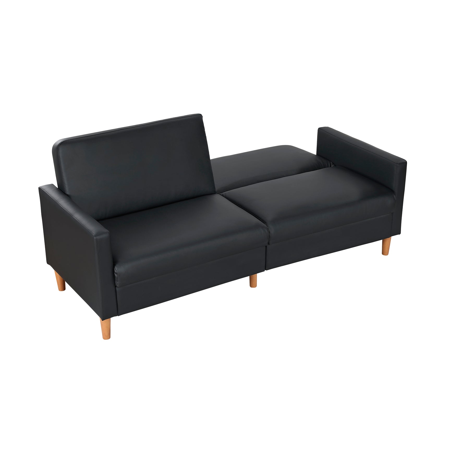 Carlton Black Faux Leather Futon Sofa - Ornate Home