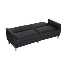 Carlton Black Faux Leather Futon Sofa - Ornate Home