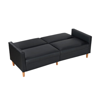 Carlton Black Faux Leather Futon Sofa - Ornate Home
