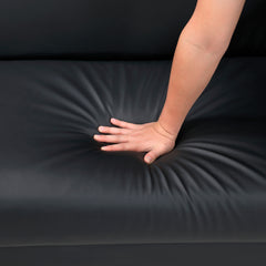 Carlton Black Faux Leather Futon Sofa - Ornate Home