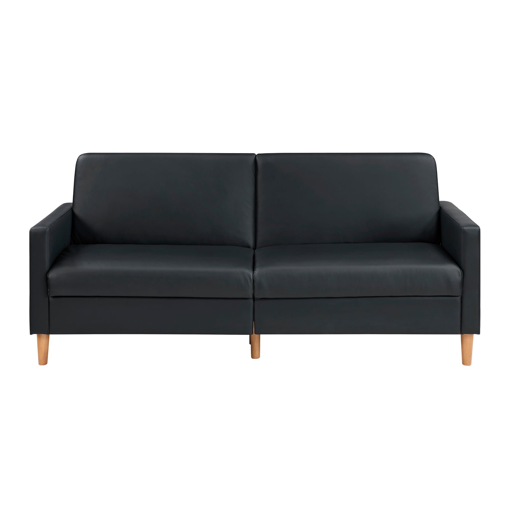 Carlton Black Faux Leather Futon Sofa - Ornate Home