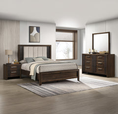 Carlton Brown Queen Upholstered Panel Bed - Ornate Home