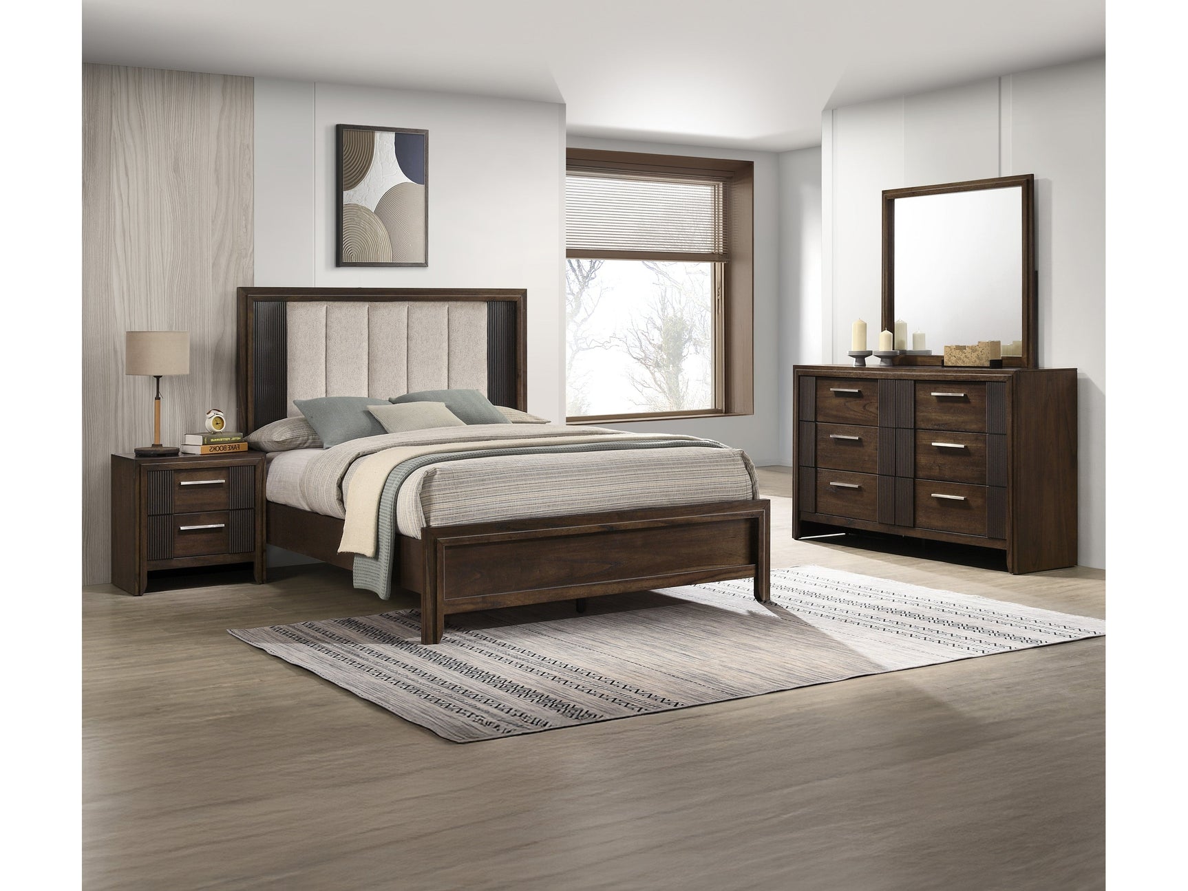 Carlton Brown Upholstered Panel Bedroom Set - Ornate Home