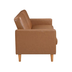 Carlton Camel Faux Leather Futon Sofa - Ornate Home