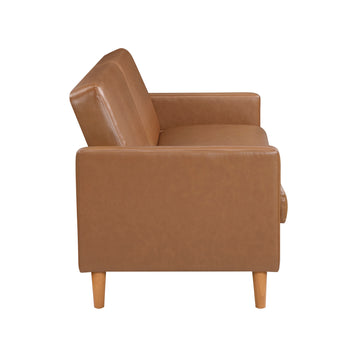 Carlton Camel Faux Leather Futon Sofa - Ornate Home
