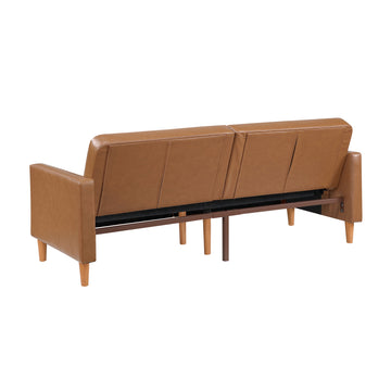 Carlton Camel Faux Leather Futon Sofa - Ornate Home