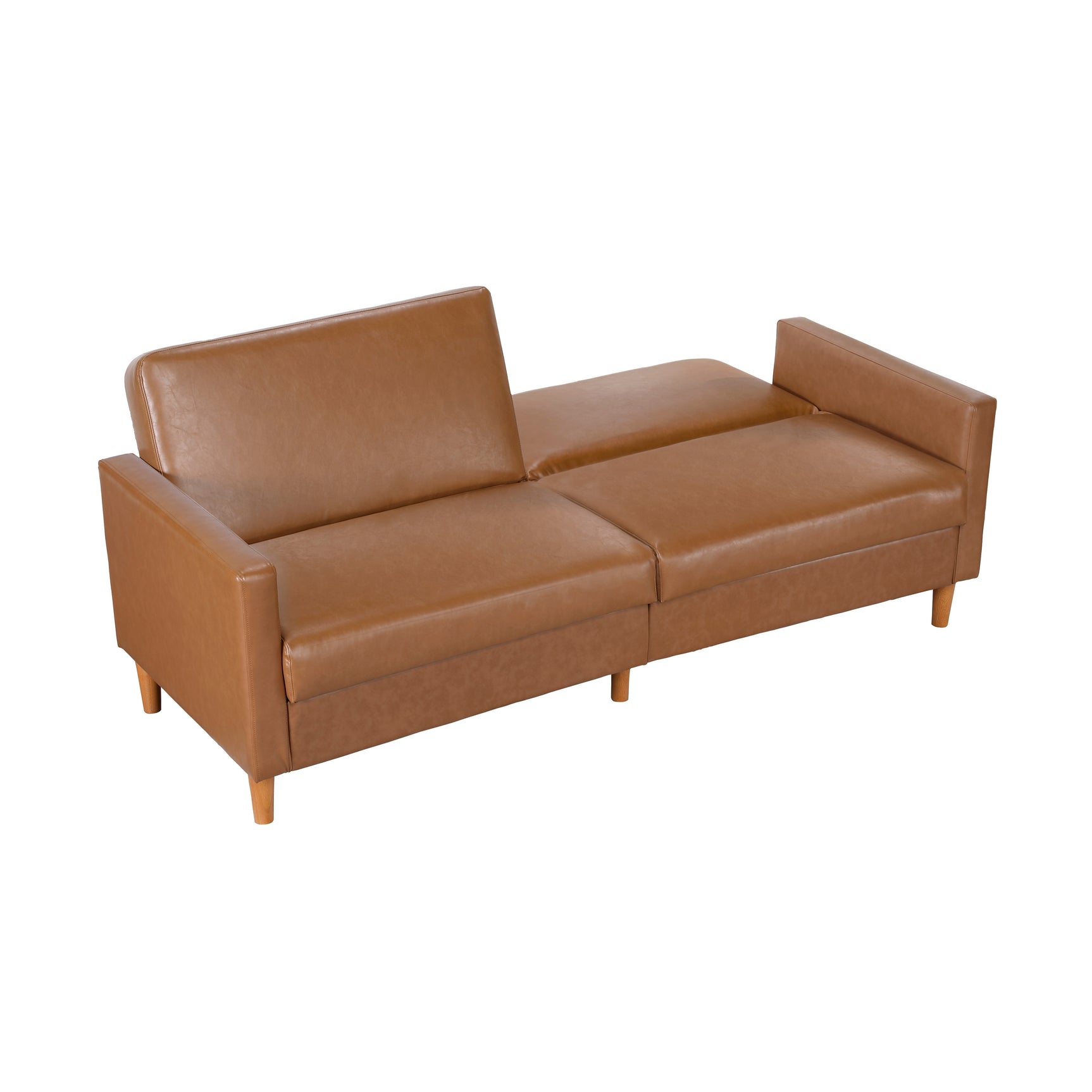 Carlton Camel Faux Leather Futon Sofa - Ornate Home