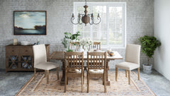Carlyle Crossing Beige/Brown Ext Dining Table w/ 2 Slatback Chairs, 2 Uph Chairs, Bench - Ornate Home