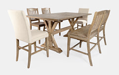 Carlyle Crossing Beige/Brown Ext Dining Table w/ 2 Slatback Stools, 2 Uph Stools, Bench - Ornate Home