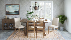 Carlyle Crossing Beige/Brown Ext Dining Table w/ 2 Slatback Stools, 2 Uph Stools, Bench - Ornate Home