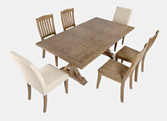 Carlyle Crossing Beige/Brown Ext Dining Table w/ 4 Slatback Chairs, 2 Uph Chairs - Ornate Home