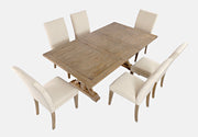 Carlyle Crossing Beige/Brown Ext Dining Table w/ 4 Uph Chairs - Ornate Home