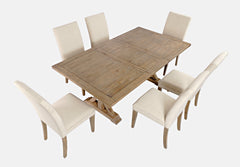 Carlyle Crossing Beige/Brown Ext Dining Table w/ 6 Uph Chairs - Ornate Home