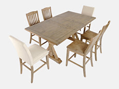 Carlyle Crossing Beige/Brown Ext Dining Table w/ 4Slatback Stools, 2 Uph Stools - Ornate Home