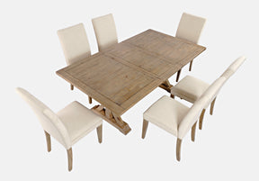 Carlyle Crossing Beige/Brown Ext Dining Table w/ 6 Uph Chairs - Ornate Home