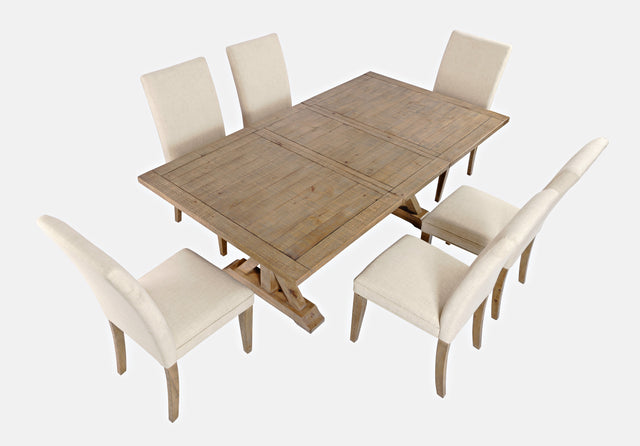 Carlyle Crossing Beige/Brown Ext Dining Table w/ 6 Uph Chairs - Ornate Home