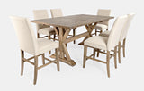 Carlyle Crossing Beige/Brown Ext Dining Table w/ 6 Uph Stools - Ornate Home