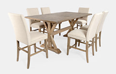 Carlyle Crossing Beige/Brown Ext Dining Table w/ 6 Uph Stools - Ornate Home