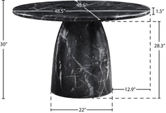Carmel Black 48.5" Marble Finish Concrete Indoor / Outdoor Dining Table - Ornate Home