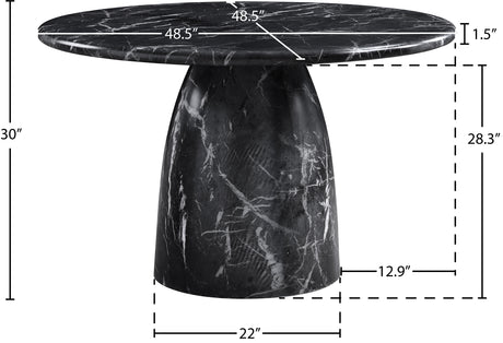 Carmel Black 48.5" Marble Finish Concrete Indoor / Outdoor Dining Table - Ornate Home