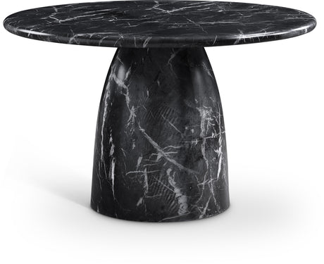 Carmel Black 48.5" Marble Finish Concrete Indoor / Outdoor Dining Table - Ornate Home
