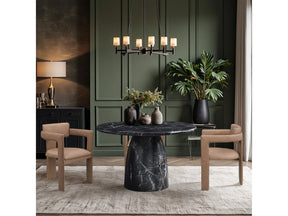 Carmel Black 48.5" Marble Finish Concrete Indoor / Outdoor Dining Table - Ornate Home