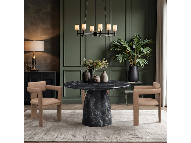 Carmel Black 48.5" Marble Finish Concrete Indoor / Outdoor Dining Table - Ornate Home