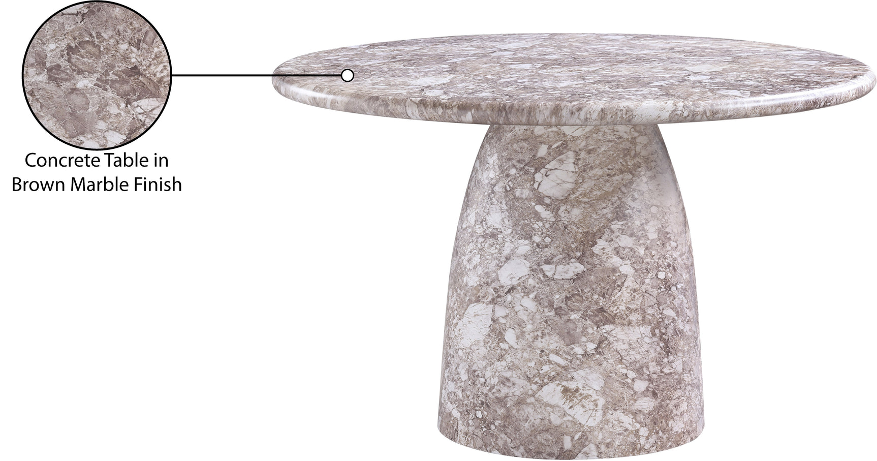 Carmel Brown 48.5" Marble Finish Concrete Indoor / Outdoor Dining Table - Ornate Home