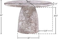 Carmel Brown 48.5" Marble Finish Concrete Indoor / Outdoor Dining Table - Ornate Home
