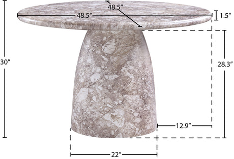 Carmel Brown 48.5" Marble Finish Concrete Indoor / Outdoor Dining Table - Ornate Home