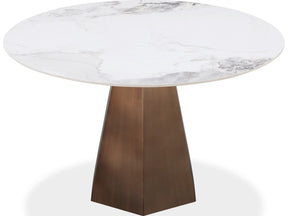 Carmel Chanelle/Bronze Stone Top Round Dining Table - Ornate Home