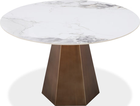Carmel Chanelle/Bronze Stone Top Round Dining Table - Ornate Home