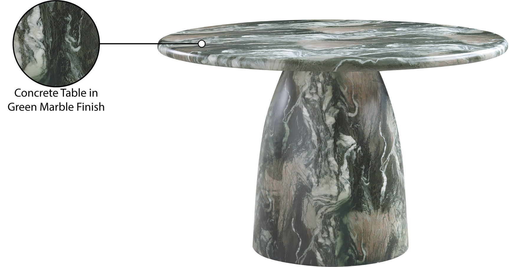 Carmel Green 48.5" Marble Finish Concrete Indoor / Outdoor Dining Table - Ornate Home