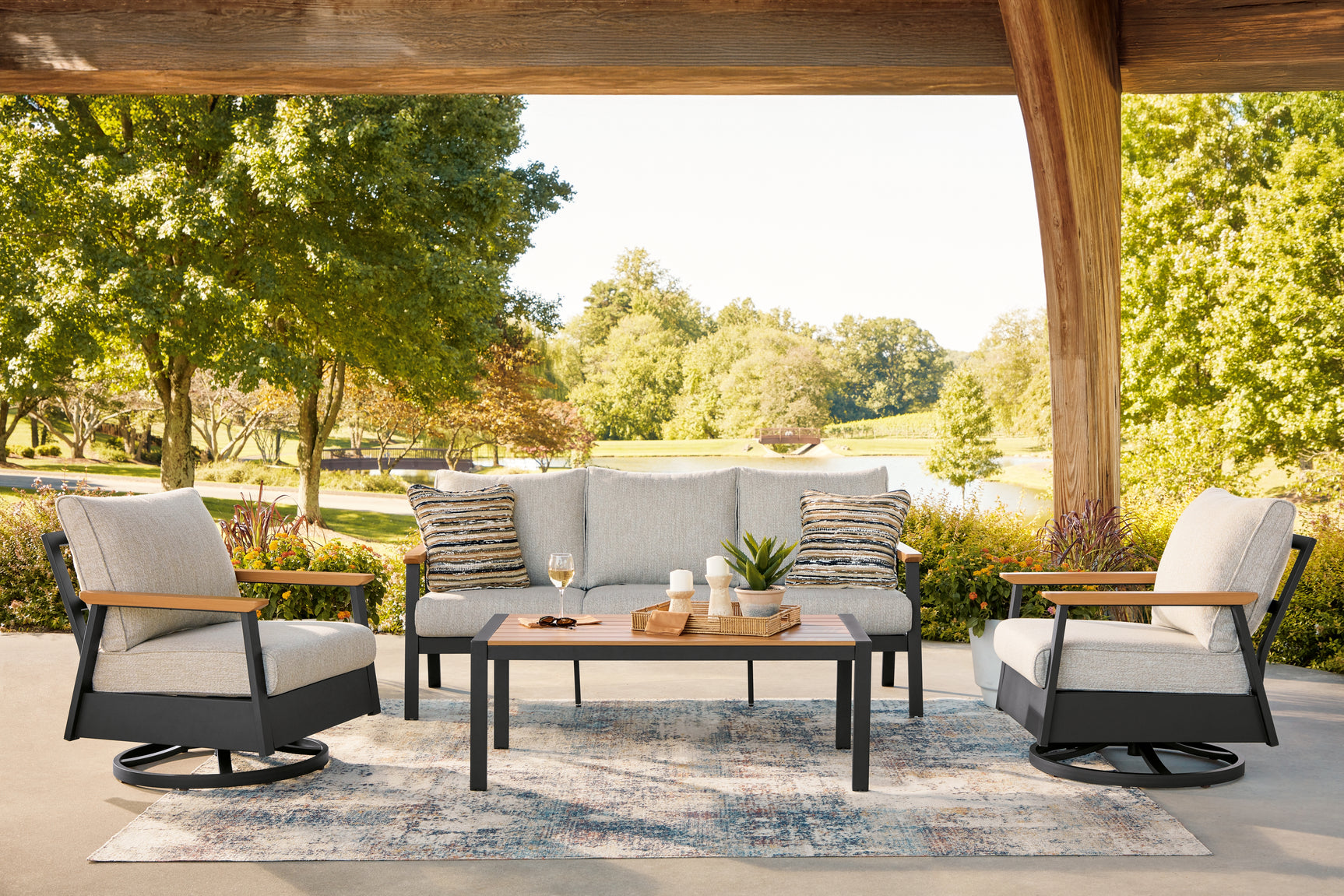 Carmel Highlands Dark Brown Sofa/Chairs/Table Set (Set of 4) - Ornate Home