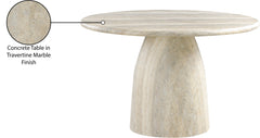 Carmel Natural 48.5" Travertine Finish Concrete Indoor / Outdoor Dining Table - Ornate Home