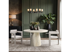 Carmel Natural 48.5" Travertine Finish Concrete Indoor / Outdoor Dining Table - Ornate Home